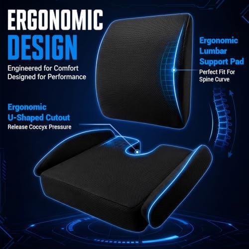Widened Gaming Chair Cushion Set with Lumbar Support, Tailbone Pain Reduce - Image 4