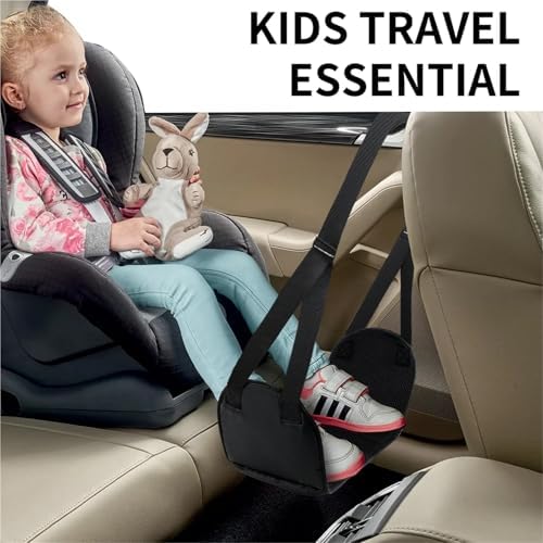 Foot Hammock for Plane Travel 2Pcs Airplane Foot Hammock Airline Rest with Removable Pad Adjustable Strap Menory Foam for Travel(Black Velvet) - Image 4