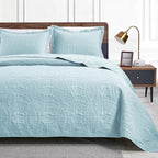 Love's cabin California King Size Quilt Set Spa-Blue Bedspreads - Soft Summer Lightweight Polyester Bedspread- Modern Style Coin Pattern Coverlet for All Season - 3 Piece (1 Quilt, 2 Pillow Shams) by Lovescabin