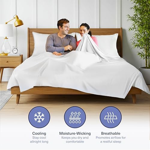 Kickoff Viscose Bamboo Sheets Split King Size 5-pc 100% Organic Bamboo Viscose Bed Cooling Sheets Split King Size Set Cool Bedding for hot Sleepers Sheet Set - Gift Ready Packaging (White, SK) - Image 5