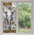 Window Privacy Film Frosted, Elephant Non-Adhesive Static Cling Window Tint, Tropical Flowers Palm Leaves Leopard Prints Insulated Windows Frosted Films for Living Room, 35.4 x 78.7 Inches by Unknown