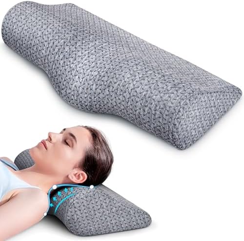 Demelon Cervical Neck Pillows for Pain Relief Sleeping, High-Density Memory Foam Pillow Neck for Bolster Support and Shoulder Relaxer, Decompression Devices Orthopedic Roll Pillow for Bed Office by Demelon