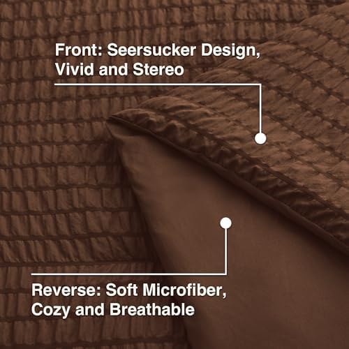 Love's cabin Seersucker Brown Twin XL Comforter Set, 5-Piece Bed in a Bag - Image 5