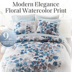 Madison Park Essentials King Comforter Set, Floral Bed in a Bag Blue 9PC - Image 2