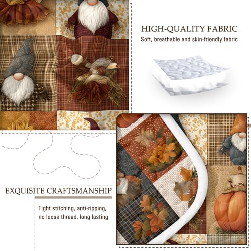 BlessLiving Fall Full Size Quilt: Elf Square Pattern Bedspread Coverlet - Image 4