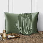 DISANGNI 100% Silk Pillow Cases 2 Packfor Hair and Skin,with Hidden Zipper 22 Momme Both Sides Pure Natural Mulberry Silk Real Silk Pillow Case (2 pc Standard Size 20"x26" Green) - Image 2