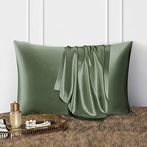 DISANGNI Silk Indulgence Set: 22 Momme 100% Natural Mulberry Silk Pillow Case & Eye Mask Duo for Hair and Skin (1pc Standard Size 20" x26",Green Pillowcase Eye mask Set) - Image 4