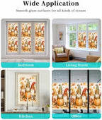 Window Privacy Film Frosted, Fall Pumpkins Non-Adhesive Static Cling Window Tint, Thanksgiving Autumn Gnomes Maple Leaves Insulated Windows Frosted Films for Living Room, 35.4 x 78.7 Inches - Image 7