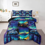 Erosebridal Camping Theme Toddler Bedding Set,RV Camper Comforter Set for Kids Boys Girls Room Decor,Rustic Mountain Aurora Bed Set Woodland Adventure Bedding Comforter Sets,1 Pillowcase by Erosebridal