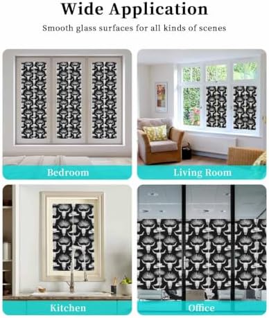 Window Privacy Film Frosted, Horror Skulls Non-Adhesive Static Cling Window Tint, Southwestern Horns Boho Tribal Hats Boots Insulated Windows Frosted Films for Living Room, 35.4 x 78.7 Inches - Image 7