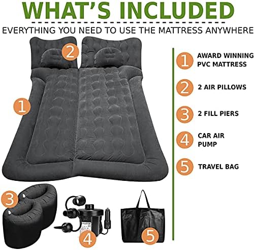 ZONETECH Car Trunk Inflatable Air Mattress - Premium Quality Easy Inflation Air Pump Flocking Surface Back Seat Thickened Bed with 2 -Pillows for Travel Camping Family Outing - Image 4