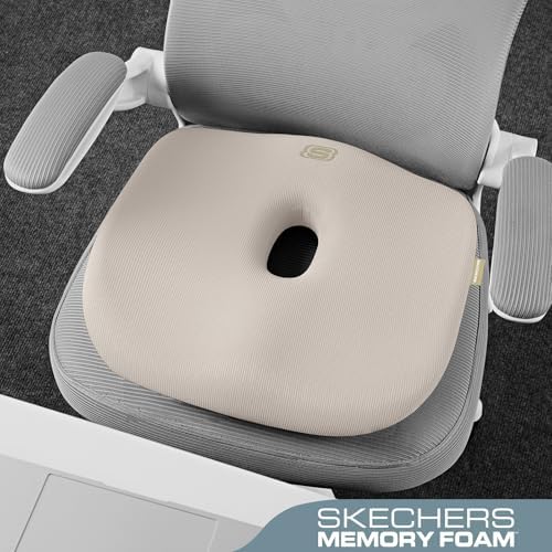 Skechers Seat Cushion Memory Foam,Donut Pillow Office Chair Cushion for Tailbone Pain Relief,Butt Pillow for Office Chair,Car seat Cushion,Long Sitting Office Workers,and Car Drivers,Beige - Image 4