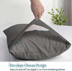 100% Pima Cotton Pillowcases – 800 Series, Ultra Soft & Cooling, Custom Size, Set of 2 – Dark Grey, Hotel Luxury Quality, Envelope Closure, Skin & Hair Friendly - Image 3