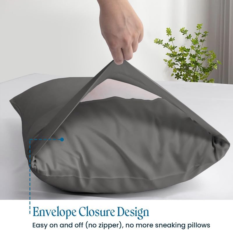 100% Pima Cotton Pillowcases – 800 Series, Ultra Soft & Cooling, Toddler/Travel 12"x16", Set of 2 – Dark Grey, Hotel Luxury Quality, Envelope Closure, Skin & Hair Friendly - Image 3