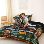 Erosebridal Camping Themed Full Size Bedding Set for Kids, Outdoor RV Bunk Camper Comforter Sets for Girls Boys, Forest Bear Rustic Mountain Bed Set Quilt, Camping Lover Gifts Bedroom Decor - Image 4