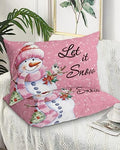 Pink Snowman Christmas Pillow Cases Standard Size Set of 2, Xmas Tree Birds Microfiber Bed Throw Pillow Covers, Winter Snowflake Decorative Lumbar Pillow Cover with Envelope Closure for Sofa 20"x26" by DecorLovee