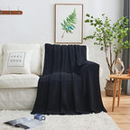 Longhui bedding 100% Cotton Knitted Throw Blanket – Navy Blue, Soft & Cozy, Machine Washable, 60"x80" – Perfect for Living Room, Couch, Sofa, Bed or Travel - Image 5