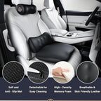Coverado Seat Cushion and Lumbar Support Pillow for Driving Seat, Neck Headrest Pillow with Adjustable Strap, Soft and Breathable PU Leather, High Density Memory Foam for Neck & Lower Back Pain Relief - Image 2