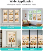 Window Privacy Film Frosted, Thanksgiving Non-Adhesive Static Cling Window Tint, Fall Gnomes Pumpkin Maple Leaf Sunflowers Insulated Windows Frosted Films for Living Room, 35.4 x 78.7 Inches - Image 7
