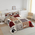 Erosebridal Short Full Comforter for Rv Camper Happy Camping Bunk Comforter Set Rv Camper Accessories Bedding for Travel Trailers, Patchwork Buffalo Plaid Pine Tree Arrow Quilt Set Red Brown - Image 4