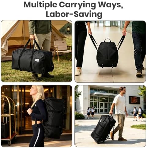 118L Extra Large Moving Bag with Wheels, 2-Pack Rolling Travel Duffel Bags - Image 6