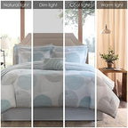 Madison Park Essentials Cozy Bed in a Bag Comforter, Vibrant Color Design All Season Down Alternative Cover with Complete Sheet Set, Full(78"x86"), Circular Aqua, 9 Piece - Image 2