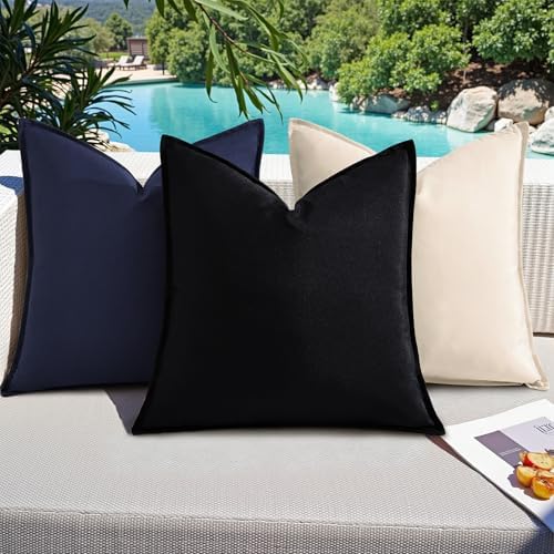 decorUhome Outdoor Waterproof Faux Linen Throw Pillow Covers 24x24 Set of 2 - Image 5