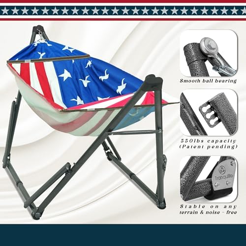 Tranquillo Uniki Hammock with Stand for Indoor and Outdoor, American Flag - Image 5