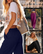 Neer 3 Pack Women's Wide Leg Sweatpants Baggy Pants with Pockets - Image 2