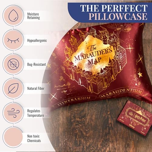 Blissy Silk Pillowcase - 100% Pure Mulberry Silk - 22 Momme 6A High-Grade Fibers - Silk Pillow Cover for Hair & Skin - Regular, Queen & King (Harry Potter - Marauder's Map, King) - Image 3