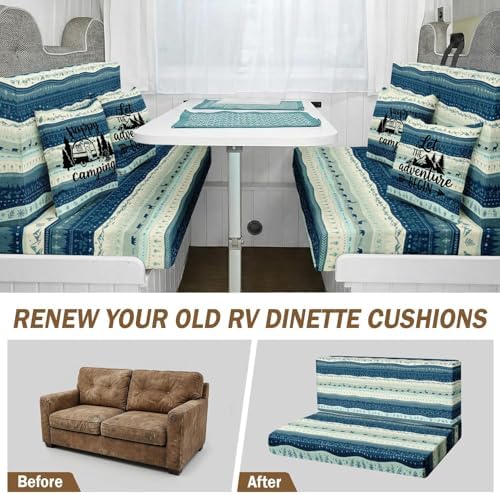 Britimes RV Dinette Cushion Covers Set, 6 Pack, for Camper, Blue Stripe - Image 3
