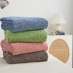 Longhui bedding 100% Cotton Knitted Throw Blanket – Green, Soft & Cozy, Machine Washable, 60"x80" – Perfect for Living Room, Couch, Sofa, Bed or Travel - Image 4