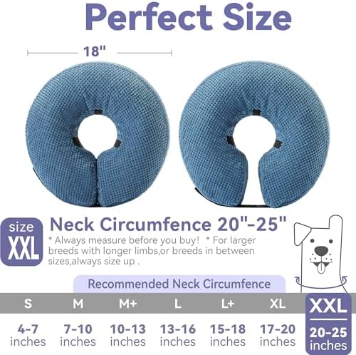 Loflaze Inflatable Dog Cone Collar - Dog Neck Donut Cone Collar Alternative After Surgery - Soft Cone for Large Medium Small Dogs Cats - Alternative Recovery E Collar (Blue, XXL) - Image 5