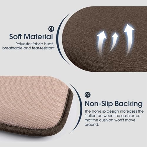TushGuard Chair Cushions, 4 Pack Memory Foam Chair Pads, Brown - Image 2