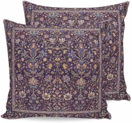 24x24 Pillow Covers Set of 2, Vintage Purple Floral Boho Square Throw Pillow Covers for Couch/Sofa/Living Room, Retro Ethnic Tribe Abstract Art Decorative Soft Pillowcases for Couch Throw Pillows by Unknown