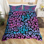 Homewish Watercolor Leopard Duvet Cover for Boys,Girls Blue Purple Comforter Cover Full Size,Cheetah Printed Bedding Set Kids Teen Room Decor Bed Cover,Colorful Bedclothes with Zipper(No Comforter) by Homewish