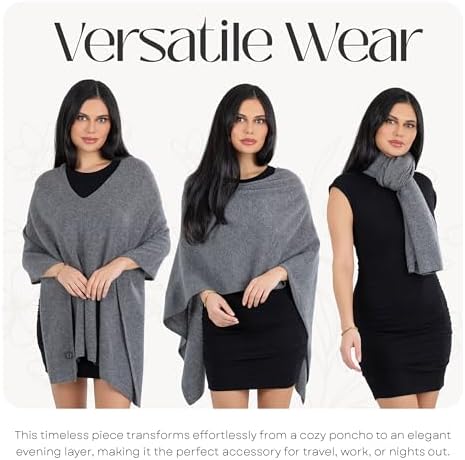 Velanio Cashmere Poncho for Women - 100% Mongolian Wrap & Dress Topper - Image 3