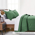 Love's cabin King Size Quilt Set Dark Green Bedspreads - Soft Bed Summer Lightweight Bedspread Comforter - Modern Style Coin Pattern Coverlet for All Season - 3 Pieces (1 Quilt, 2 Pillow Shams) - Image 4