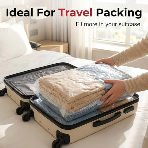 No‑Pump Vacuum Storage Bags – Press & Seal, Vacuum Storage Compression Bag without Pump, Saves 80% Compression Seal Space Plastic Packaging Bags for Clothes, Blankets and Comforters (S, 6PCS) - Image 7