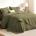 Love's cabin Quilts for Queen Bedspreads, 7 Pieces Bed in a Bag, Green by Lovescabin