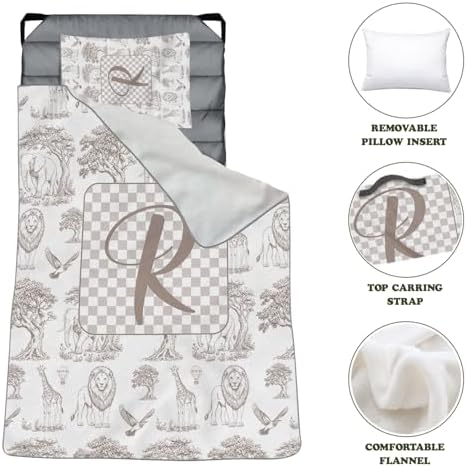 Personalized Toddler Nap Mat for Boys, Custom Name Kids Sleeping Mat for Preschool, Daycare Cot Nap Mat with Corner Straps, Roll-Up Slumber Mat with Soft Blanket & Pillow - Image 3