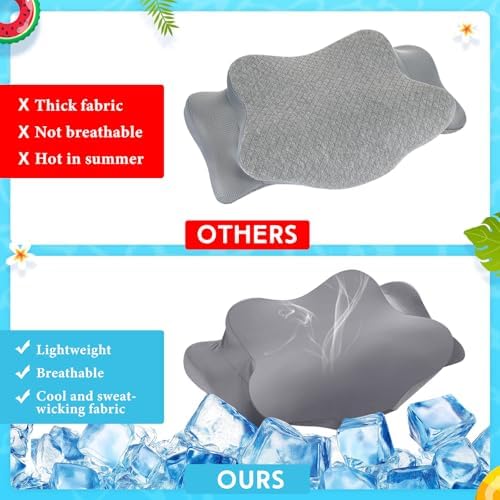 Hahafelt 2 Pcs Cooling Cervical Pillowcase, Dark Gray, Queen Size - Image 3