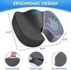 CushZone Memory Foam Seat Cushion for Office Car & Wheelchair, Gray - Image 4