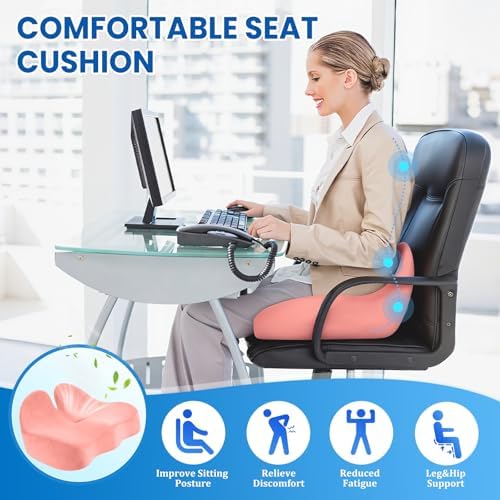 CushZone Ergonomic Seat Cushion, Sciatica Support for Office Chair, Pink - Image 4