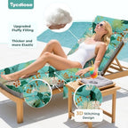 Outdoor Chaise Lounge Chair Cushion, 71 x 22 x 4.7 Inches Waterproof Chaise Lounge Cushions Replacement for Outdoor Furniture, Thickened Non-Slip Patio Lounge Chair Cushions, Cyan Floral leaf - Image 2