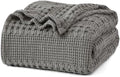 PHF Lightweight 100% Cotton Waffle Blanket for Bed, Twin XL, Dark Grey by PHF
