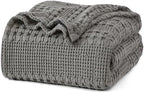 PHF Lightweight 100% Cotton Waffle Blanket for Bed, Twin XL, Dark Grey by PHF