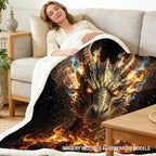 Dragon Sherpa Blanket Fire Fantasy Throw Blanket for Men Soft Warm Cozy 60x80 Inches Power Energy Design Gamer Room Bedroom Decor Mythical Gift for Birthday Housewarming Anniversary - Image 2