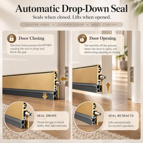 Brown/Sliver/Gold Automatic Door Sweep 30 32 34 36 Inch, Door Bottom Seal - Image 4