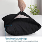 100% Pima Cotton Pillowcases – 800 Series, Ultra Soft & Cooling, King/Super King 20"x36", Set of 2 – Black, Hotel Luxury Quality, Envelope Closure, Skin & Hair Friendly - Image 3